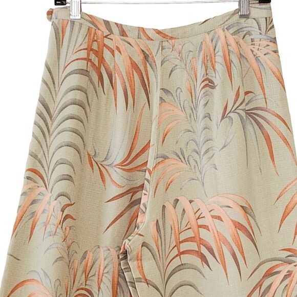 Tommy Bahama Silk Palazzo Pant Women's 8 Wide Leg Green Tropical Leaf Print - Picture 4 of 12